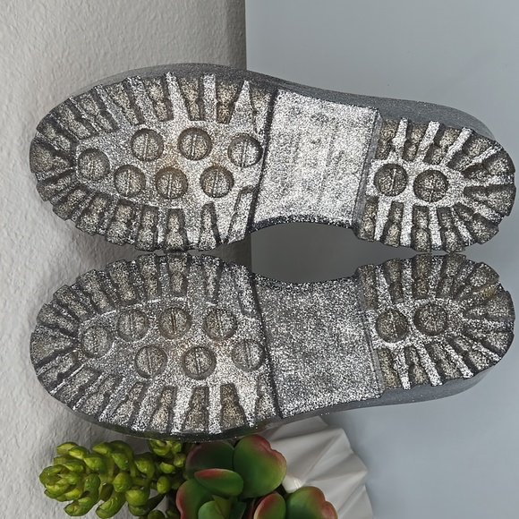 Melissa Blush Silver Glitter Platform Jelly Loafers Size 8 - Picture 9 of 12